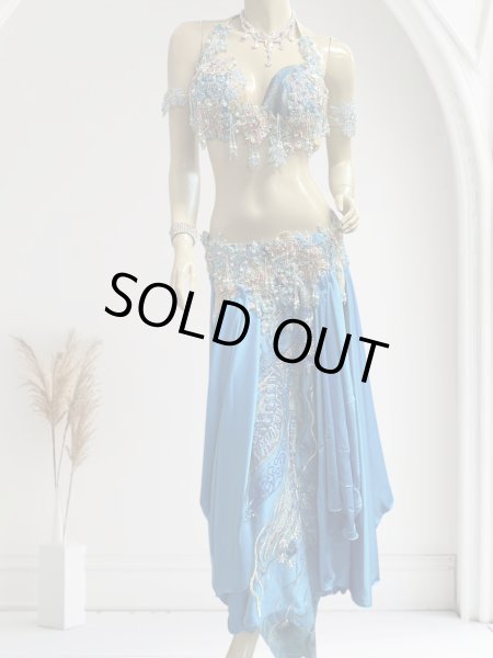 画像1: エジプトAmrオリエンタルコスチューム☆sky blue river flow☆ (1)