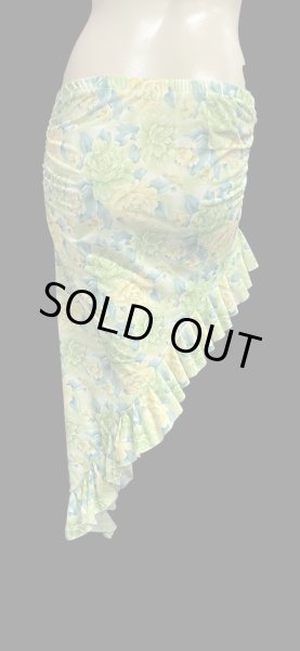 画像2: Amira Jamila オリジナル☆ストレッチフリルヒップスカーフ*yellow green flower * (2)