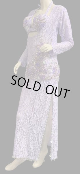 画像3: エジプト製ロマンティックレースサイーディ/ バラディドレス☆Lavender ☆ (3)