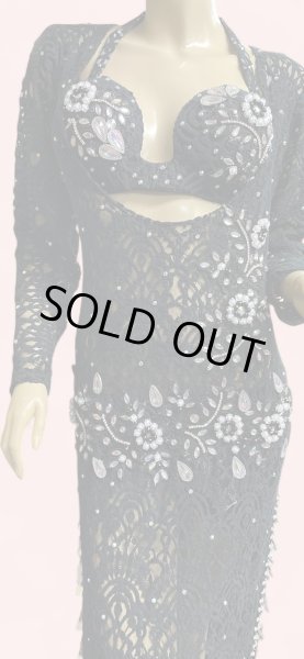 画像4: エジプト製ロマンティックレースサイーディ/ バラディドレス☆black ☆ (4)