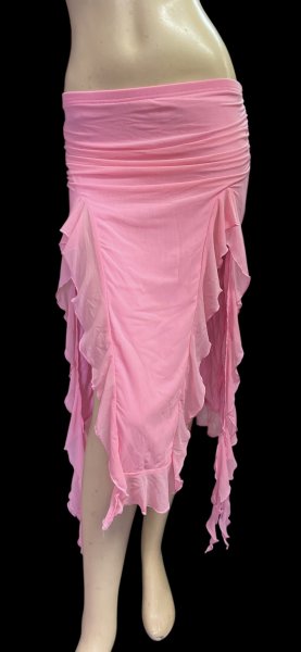画像1: ストレッチフリルスリットスカート☆pink ☆ (1)