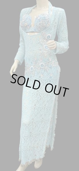 画像3: エジプト製ロマンティックレースサイーディ/ バラディドレス☆sky blue ☆ (3)