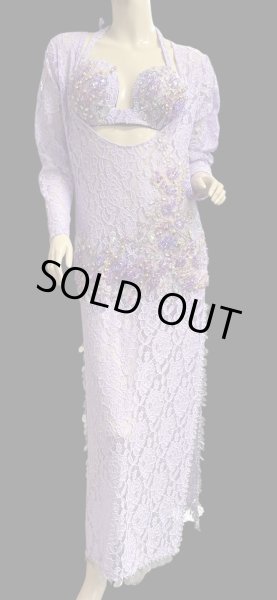 画像1: エジプト製ロマンティックレースサイーディ/ バラディドレス☆Lavender ☆ (1)