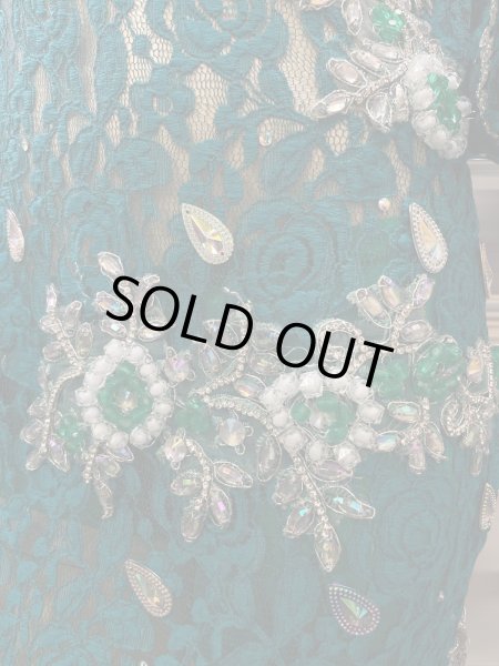 画像4: エジプト製ロマンティックレースサイーディ/ バラディドレス☆dark green ☆ (4)