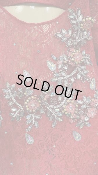 画像5: エジプト製ロマンティックレースサイーディ/ バラディドレス☆red 2 ☆ (5)