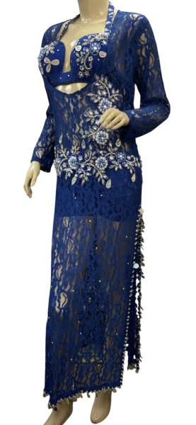画像3: エジプト製ロマンティックレースサイーディ/ バラディドレス☆royal blue ☆ (3)