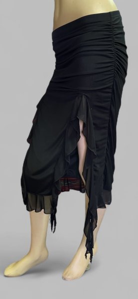 画像2: ストレッチフリルスリットスカート☆Black ☆ (2)