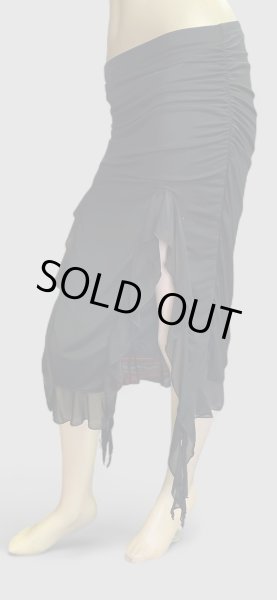 画像2: ストレッチフリルスリットスカート☆Black ☆ (2)