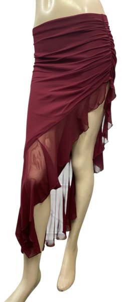 画像2: ストレッチフリルスリットスカート☆red wine ☆ (2)