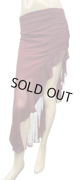 画像2: ストレッチフリルスリットスカート☆red wine ☆ (2)