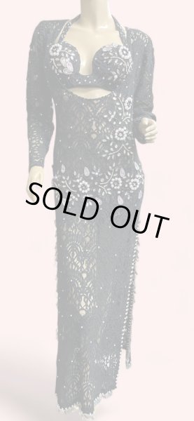 画像1: エジプト製ロマンティックレースサイーディ/ バラディドレス☆black ☆ (1)