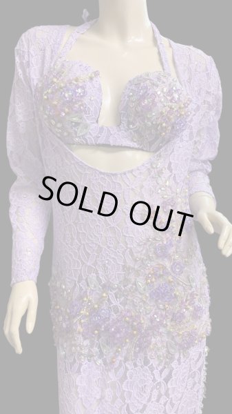 画像4: エジプト製ロマンティックレースサイーディ/ バラディドレス☆Lavender ☆ (4)