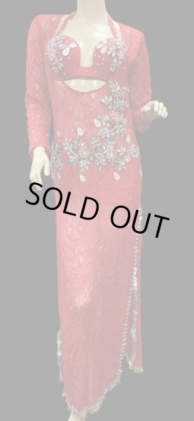 画像1: エジプト製ロマンティックレースサイーディ/ バラディドレス☆red 2 ☆ (1)