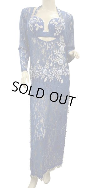 画像1: エジプト製ロマンティックレースサイーディ/ バラディドレス☆royal blue ☆ (1)