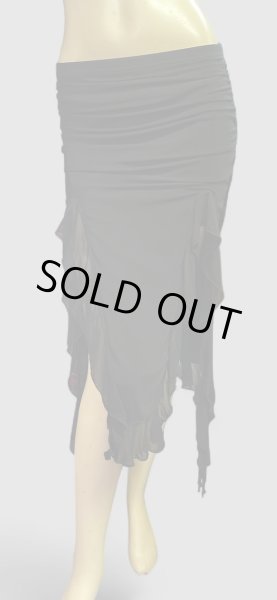 画像1: ストレッチフリルスリットスカート☆Black ☆ (1)