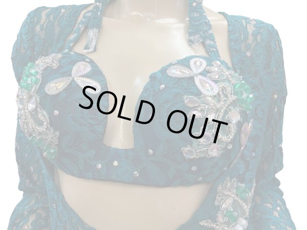 画像3: エジプト製ロマンティックレースサイーディ/ バラディドレス☆dark green ☆ (3)