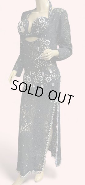 画像3: エジプト製ロマンティックレースサイーディ/ バラディドレス☆black ☆ (3)