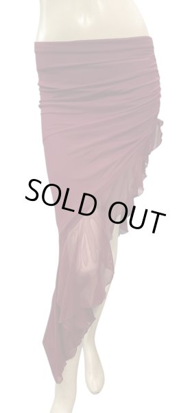 画像1: ストレッチフリルスリットスカート☆red wine ☆ (1)