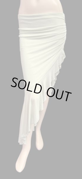 画像1: ストレッチフリルスリットスカート☆light green ☆ (1)