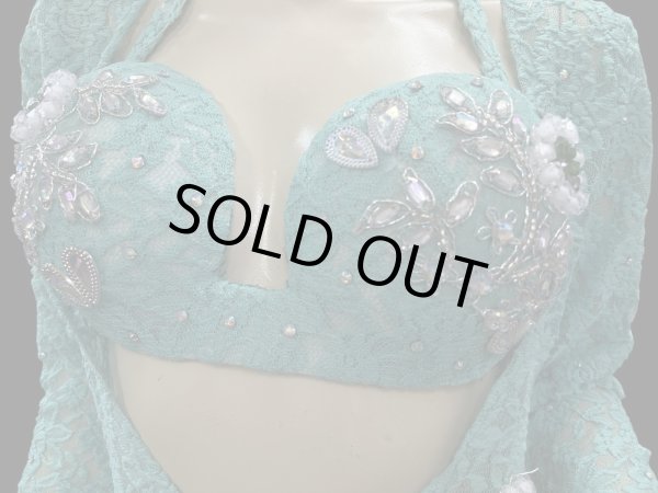 画像5: エジプト製ロマンティックレースサイーディ/ バラディドレス☆emerald green ☆ (5)