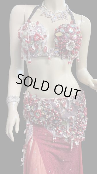 画像2: エジプトオリエンタルコスチューム ☆red wine lace flower ☆ (2)