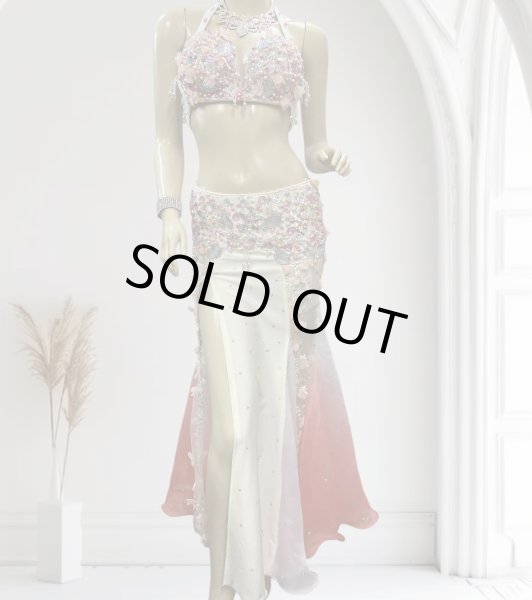 画像1: エジプトオリエンタルコスチューム ☆white red gradation flower ☆ (1)