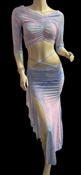 画像1: プリントメッシュチョリ＆スカートセット☆turquoise pink gradation ☆ (1)