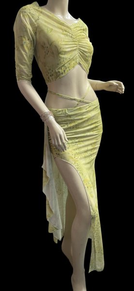 画像4: プリントメッシュチョリ＆スカートセット☆yellow green flower ☆ (4)