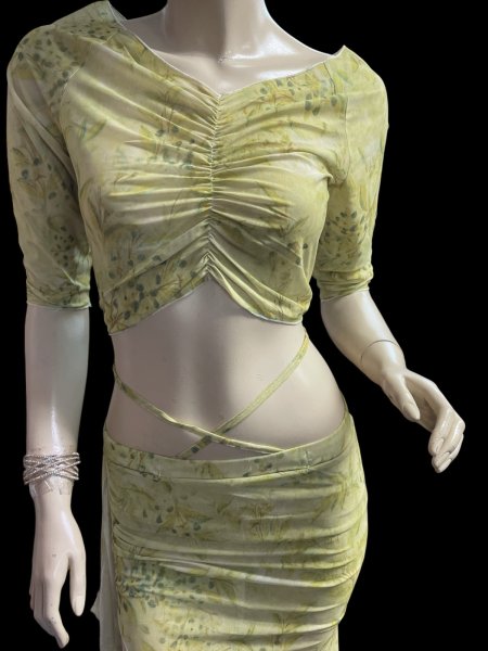 画像3: プリントメッシュチョリ＆スカートセット☆yellow green flower ☆ (3)