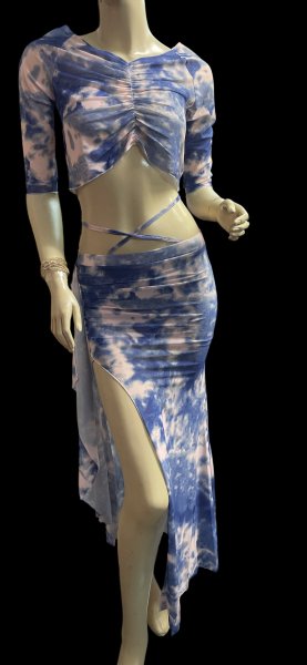 画像1: プリントメッシュチョリ＆スカートセット☆blue pink gradation ☆ (1)