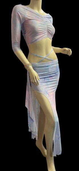 画像4: プリントメッシュチョリ＆スカートセット☆turquoise pink gradation ☆ (4)