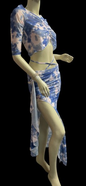 画像4: プリントメッシュチョリ＆スカートセット☆blue pink gradation ☆ (4)