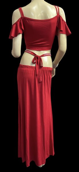 画像4: シンプルストレッチチョリ＆スカートセット☆Red☆ (4)