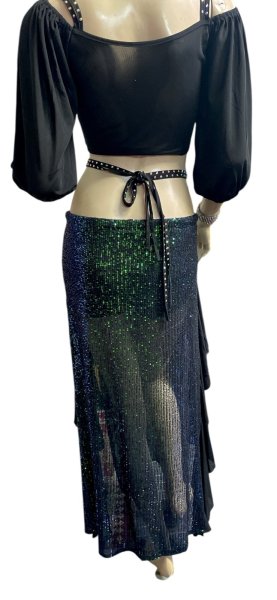 画像2: スパンコールストレッチチョリ＆スカートセット☆green ☆ (2)