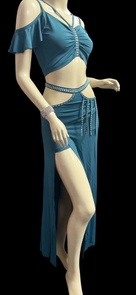 画像4: シンプルストレッチチョリ＆スカートセット☆green ☆ (4)