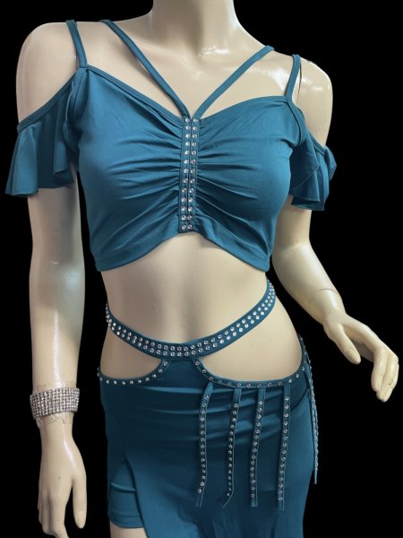 画像2: シンプルストレッチチョリ＆スカートセット☆green ☆ (2)