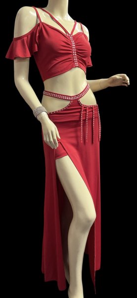 画像3: シンプルストレッチチョリ＆スカートセット☆Red☆ (3)