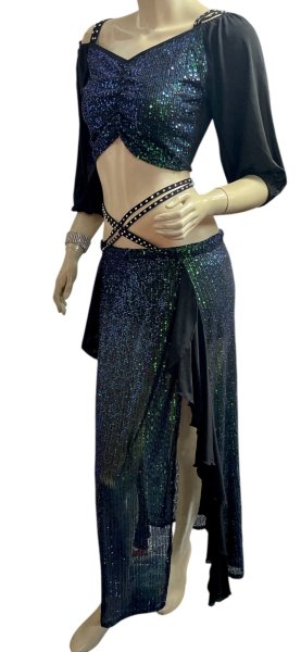 画像4: スパンコールストレッチチョリ＆スカートセット☆green ☆ (4)