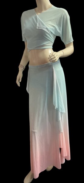 画像4: プリントメッシュチョリ＆スカートセット☆mint green x pink gradation ☆ (4)