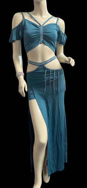 画像1: シンプルストレッチチョリ＆スカートセット☆green ☆ (1)