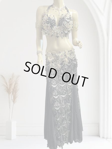 画像1: エジプトAmrオリエンタルコスチューム☆black flower shower ☆ (1)