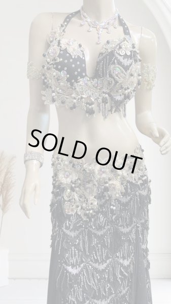 画像2: エジプトAmrオリエンタルコスチューム☆black flower shower ☆ (2)