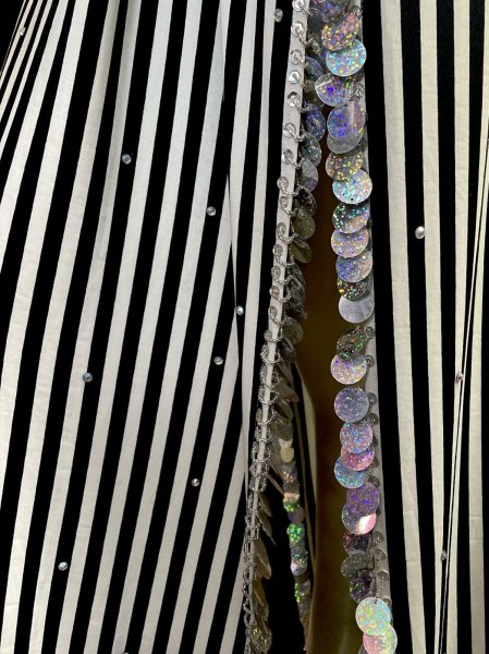 画像5: エジプト製ゴージャスストライプサイーディ/ バラディドレス☆white X Black ☆ (5)