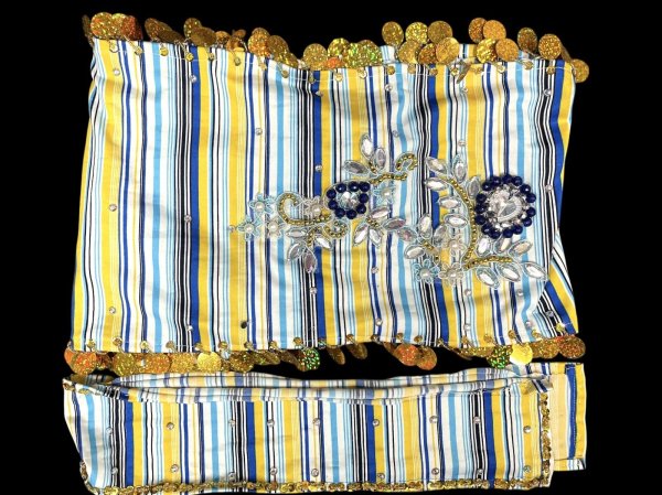 画像6: エジプト製ゴージャスストライプサイーディ/ バラディドレス☆yellow X blue☆ (6)