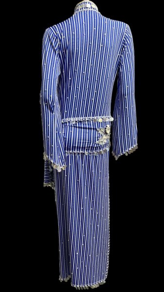 画像4: エジプト製ゴージャスストライプサイーディ/ バラディドレス☆white X royal blue ☆ (4)