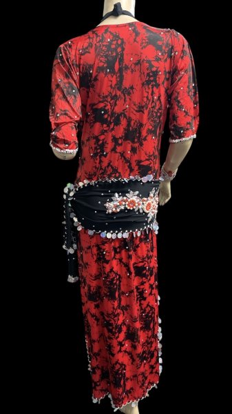 画像5: エジプト製プリントストレッチバラディドレス☆ black red  tie dye color☆ (5)