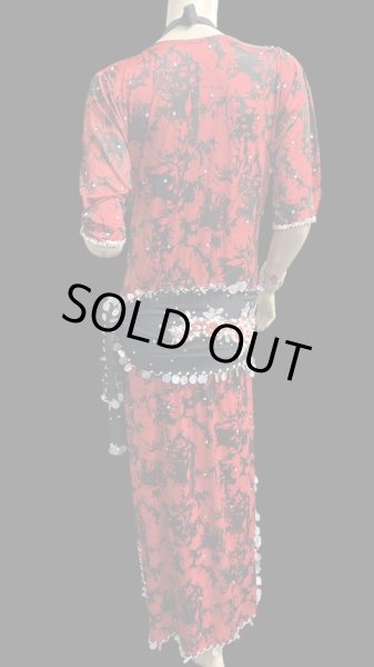 画像5: エジプト製プリントストレッチバラディドレス☆ black red  tie dye color☆ (5)