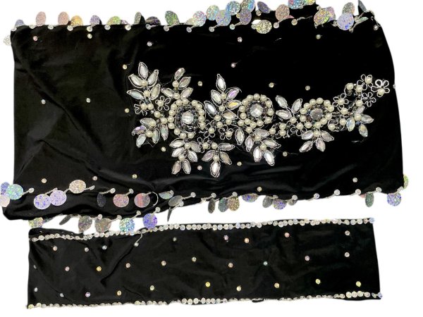 画像6: エジプト製プリントストレッチバラディドレス☆ black green  tie dye color☆ (6)