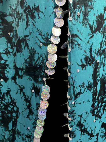 画像5: エジプト製プリントストレッチバラディドレス☆ black green  tie dye color☆ (5)