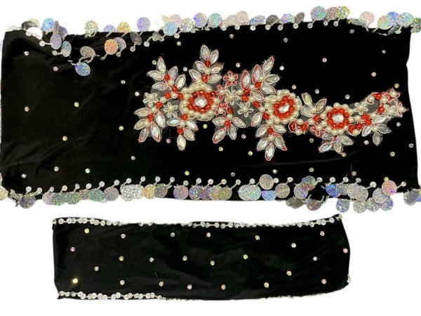 画像6: エジプト製プリントストレッチバラディドレス☆ black red  tie dye color☆ (6)